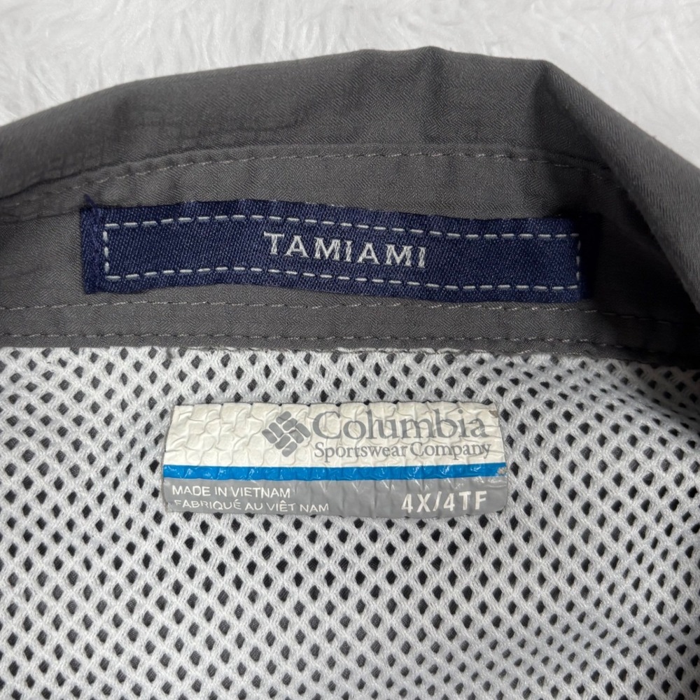 Columbia Tamiami II PFG Button Shirt Men 4X Gray Short Sleeve Fishing Vented UPF - Picture 7 of 12